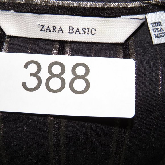 ZARA* Women's Long Sleeve Button Down Shirt Size Large~ Black & Gold Stripes - Picture 4 of 9